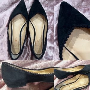 Black suede slip ons